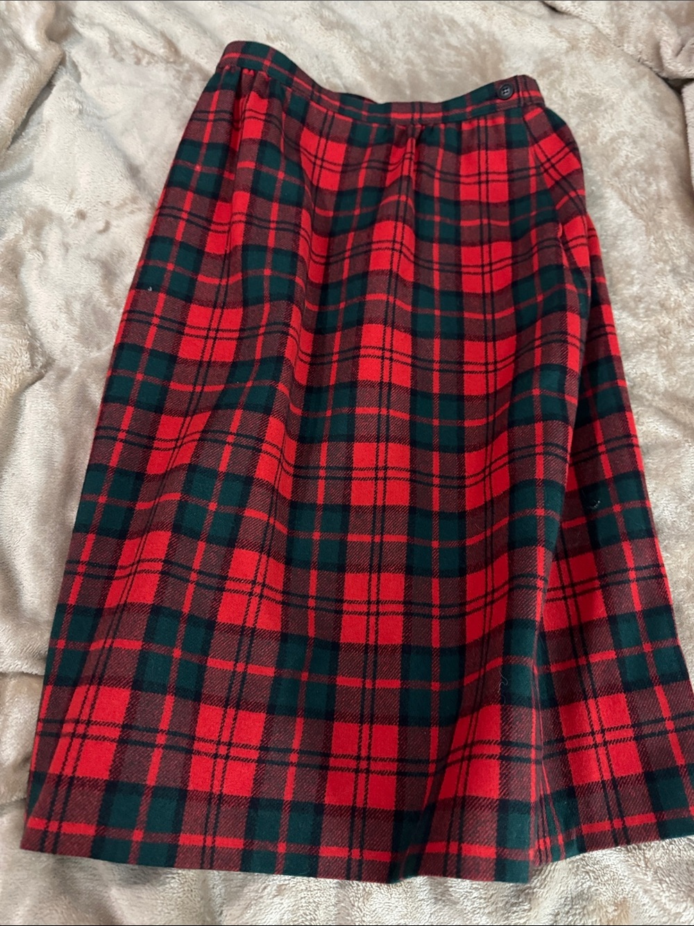 Vintage Classic Red and Green Plaid A-Line Skirt